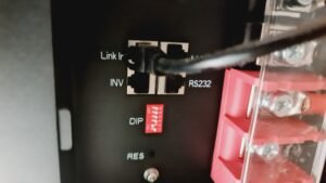 DIP switches of an LVTopsun G3 lithium battery installation Kenya